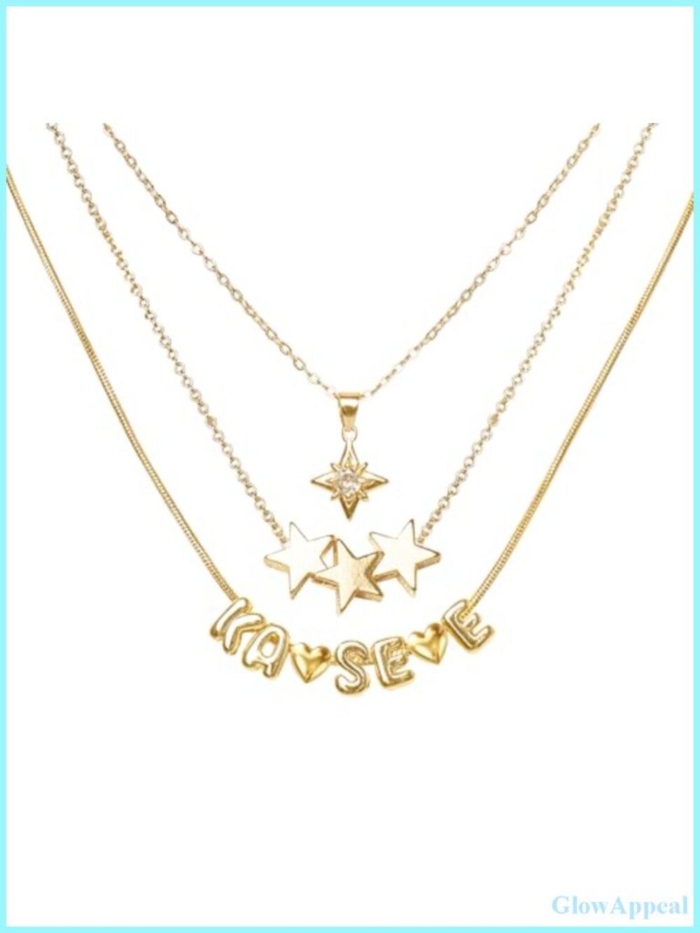 18K Gold-Plated Layered Necklace Set Adjustable Star Pendant Charm Gift for